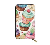 LPSRTWE Ultra Slim Thin Leather Women Wallet Cupcakes Donuts Muffins Sugar Long Coin Purse Credit Card Holder Bifold Clutch, Black, One Size, Classic