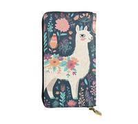 LPSRTWE Ultra Slim Thin Leather Women Wallet Cute Llama Floral Long Coin Purse Credit Card Holder Bifold Clutch, Black, One Size, Classic