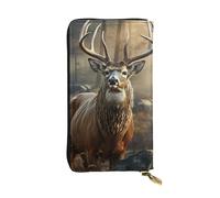 LPSRTWE Ultra Slim Thin Leather Women Wallet Deer Hunting Season Long Coin Purse Credit Card Holder Bifold Clutch, Black, One Size, Classic