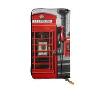 LPSRTWE Ultra Slim Thin Leather Women Wallet England UK Retro London Telephone Long Coin Purse Credit Card Holder Bifold Clutch, Black, One Size, Classic