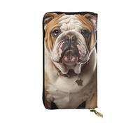 LPSRTWE Ultra Slim Thin Leather Women Wallet English-Bulldog Long Coin Purse Credit Card Holder Bifold Clutch, Black, One Size, Classic