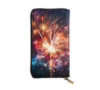 LPSRTWE Ultra Slim Thin Leather Women Wallet Explosion Firework Long Coin Purse Credit Card Holder Bifold Clutch, Black, One Size, Classic