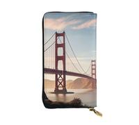 LPSRTWE Ultra Slim Thin Leather Women Wallet Golden Gate Bridge Long Coin Purse Credit Card Holder Bifold Clutch, Black, One Size, Classic