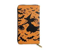 LPSRTWE Ultra Slim Thin Leather Women Wallet Halloween Witch Flying Long Coin Purse Credit Card Holder Bifold Clutch, Black, One Size, Classic
