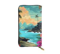 LPSRTWE Ultra Slim Thin Leather Women Wallet Hello Hawaii Long Coin Purse Credit Card Holder Bifold Clutch, Black, One Size, Classic