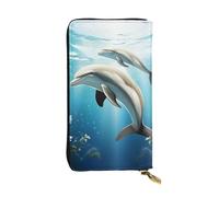 LPSRTWE Ultra Slim Thin Leather Women Wallet Kiss Dolphin Tale Long Coin Purse Credit Card Holder Bifold Clutch, Black, One Size, Classic