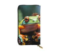 LPSRTWE Ultra Slim Thin Leather Women Wallet lovely Tree Frogs Long Coin Purse Credit Card Holder Bifold Clutch, Black, One Size, Classic