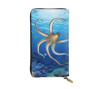 LPSRTWE Ultra Slim Thin Leather Women Wallet Marine biology Long Coin Purse Credit Card Holder Bifold Clutch, Black, One Size, Classic