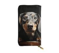 LPSRTWE Ultra Slim Thin Leather Women Wallet Pad Dachshund Long Coin Purse Credit Card Holder Bifold Clutch, Black, One Size, Classic