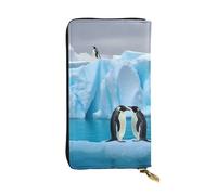 LPSRTWE Ultra Slim Thin Leather Women Wallet Penguins On The Iceberg Long Coin Purse Credit Card Holder Bifold Clutch, Black, One Size, Classic