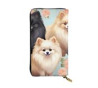 LPSRTWE Ultra Slim Thin Leather Women Wallet Pomeranians Pattern Long Coin Purse Credit Card Holder Bifold Clutch, Black, One Size, Classic