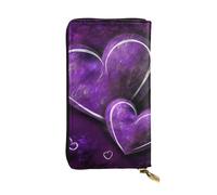 LPSRTWE Ultra Slim Thin Leather Women Wallet Purple Hearts Long Coin Purse Credit Card Holder Bifold Clutch, Black, One Size, Classic