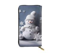 LPSRTWE Ultra Slim Thin Leather Women Wallet Snowman Stars and Snowflakes Long Coin Purse Credit Card Holder Bifold Clutch, Black, One Size, Classic
