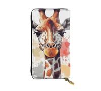 LPSRTWE Ultra Slim Thin Leather Women Wallet Stylish Animal Watercolor Giraffe Long Coin Purse Credit Card Holder Bifold Clutch, Black, One Size, Classic