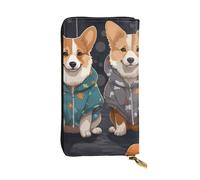 LPSRTWE Ultra Slim Thin Leather Women Wallet Wearing Clothes Corgi Dogs Long Coin Purse Credit Card Holder Bifold Clutch, Black, One Size, Classic