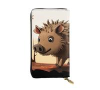 LPSRTWE Ultra Slim Thin Leather Women Wallet Wild boar animation Long Coin Purse Credit Card Holder Bifold Clutch, Black, One Size, Classic