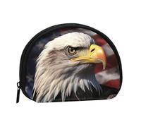 LPSRTWE Watercolor Giraffes Mini Coin Purse Pouch Change Holder, Shell Shape Zip Around Wallet,Credit Card Holder for Women, USA Flag And Eagle, One Size, Classic
