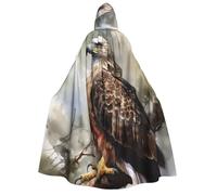 LPSRTWE Watercolor of Hawk Sitting in The Tree Hooded Cloak Full Length Hooded Robe Witch Cape Halloween Cosplay Costumes for Women Men