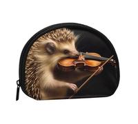 LPSRTWE White Dog Mini Coin Purse Pouch Change Holder, Shell Shape Zip Around Wallet,Credit Card Holder for Women, Animal Hedgehog Music Violin, One Size, Classic