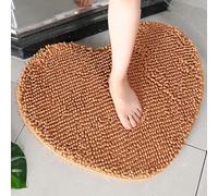 LPUKOI Heart Shaped Bath Mat,Non Slip Soft Chenille Absorbent Bathroom Rugs Carpet,Decorative Floor Mat for Holiday,Snuffle Mat for Dogs-Khaki-40x50cm-Beige-70x80cm