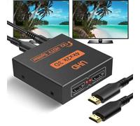 L'Puluva HDMI Splitter 1 in 2 out, 4K Splitter for 2 Monitors, 2 Way Distribution, Multi HDMI Adapter for PC, Laptop, HDTV, Projector, Xbox, PS3/PS4/PS5,1 input 2 Outputs, Mirror Only, Not Extend