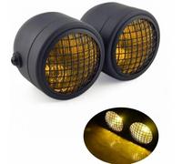 LPUYTRB Headlight Motorcycle Black H4 Double Twin Head Light For Dominator Dual Headlight Clear/Yellow Lens For Touring For Cruiser