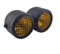 LPUYTRB Headlight Motorcycle Black H4 Double Twin Head Light For Dominator Dual Headlight Clear/Yellow Lens For Touring For Cruiser