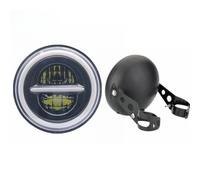 LPUYTRB Headlight Motorcycle Universal 7" Led Headlight DRL H4 Headlamp Black For Victory 7.5 Inch Lamp Housing Accessories