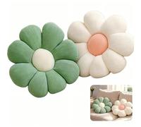 LPVVPEZ 2 Pack Daisy Flower Pillow 38x38cm, Green and White Plush Floor Cushion, Soft Throw Pillow for Window Seat Car Home Sofa Chair, Cute Floral Seat Pad for Room Decor
