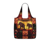 LPWTYCBV African Elephant Patchwork Print Storage Bag With A Drawstring Backpack With Ripstop Polyester Fabric