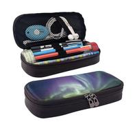 LPWTYCBV Aurora Printed Leather Pencil Case with Zipper Seal is Very Suitable for Daily Use.