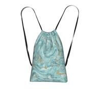 LPWTYCBV Azurite Teal And Foil Gold Oil Marble Pattern Print Ultra-Lightweight 14l Reusable Polyester Travel Backpack For Shopping, Commuting, And Everyday Carry