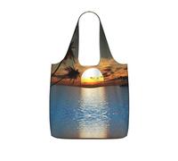 LPWTYCBV Beach Sunrise Print Storage Bag With A Drawstring Backpack With Ripstop Polyester Fabric