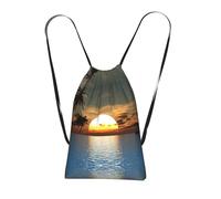 LPWTYCBV Beach Sunrise Print Ultra-Lightweight 14l Reusable Polyester Travel Backpack For Shopping, Commuting, And Everyday Carry