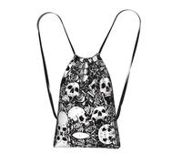 LPWTYCBV Black Floral Skull Print Ultra-Lightweight 14l Reusable Polyester Travel Backpack For Shopping, Commuting, And Everyday Carry