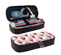 LPWTYCBV Bloody Handprints Printed Leather Pencil Case with Zipper Seal is Very Suitable for Daily Use.