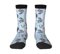 LPWTYCBV Blue Chinchillas And Moon Print Adult Socks Men'S Women'S Crew Socks Funny Crazy Novelty Socks