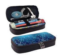 LPWTYCBV Blue Mini Flower Swirl Printed Leather Pencil Case with Zipper Seal is Very Suitable for Daily Use.