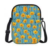 LPWTYCBV Bright Yellow Flowers Printed Zipper Messenger Bag Lightweight Waterproof 600d Oxford Cloth, Adjustable Shoulder Strap