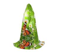 LPWTYCBV Butterfly On Daisy Flower Print Hooded Cape For Teenagers Comfortable And Durable Costume Cape For Halloween