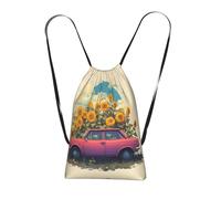 LPWTYCBV Cars And Sunflowers Print Ultra-Lightweight 14l Reusable Polyester Travel Backpack For Shopping, Commuting, And Everyday Carry