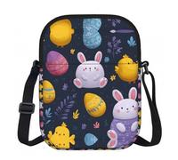 LPWTYCBV _Cartoon_Bunny_Easter_Egg_Rabbit_Chick1 Printed Zipper Messenger Bag Lightweight Waterproof 600d Oxford Cloth, Adjustable Shoulder Strap