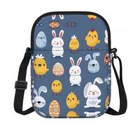LPWTYCBV _Cartoon_Bunny_Easter_Egg_Rabbit_Chick2 Printed Zipper Messenger Bag Lightweight Waterproof 600d Oxford Cloth, Adjustable Shoulder Strap