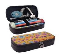 LPWTYCBV _Cartoon_Flowers_Spring1 Printed Leather Pencil Case with Zipper Seal is Very Suitable for Daily Use.