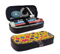 LPWTYCBV _Cartoon_Flowers_Spring2 Printed Leather Pencil Case with Zipper Seal is Very Suitable for Daily Use.