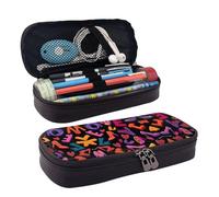 LPWTYCBV _Cartoon_Letters_Love_Heels1 Printed Leather Pencil Case with Zipper Seal is Very Suitable for Daily Use.