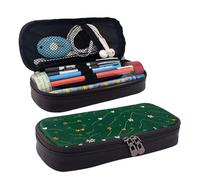 LPWTYCBV _Cartoon_Lines_Hearts_Four-Leaf_Clovers_ Printed Leather Pencil Case with Zipper Seal is Very Suitable for Daily Use.