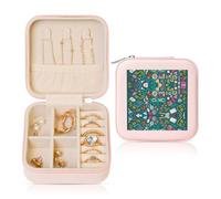 LPWTYCBV Cartoon Science Theme Print Square Leather Jewelry Box Portable And Stylish Jewelry Storage Solution