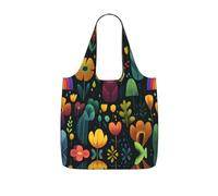 LPWTYCBV _Cartoon_Spring_Flowering_And_Leaf_Plants_Rainbow Print Storage Bag With A Drawstring Backpack With Ripstop Polyester Fabric