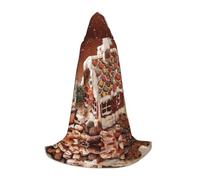 LPWTYCBV Christmas Gingerbread Like Village House Print Hooded Cape For Teenagers Comfortable And Durable Costume Cape For Halloween